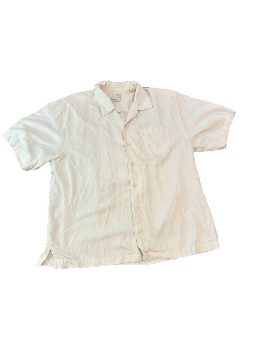 Tommy Bahama 100% Silk Camp Shirt Mens XL Ivory Hawaiian Button Up Resort Beach